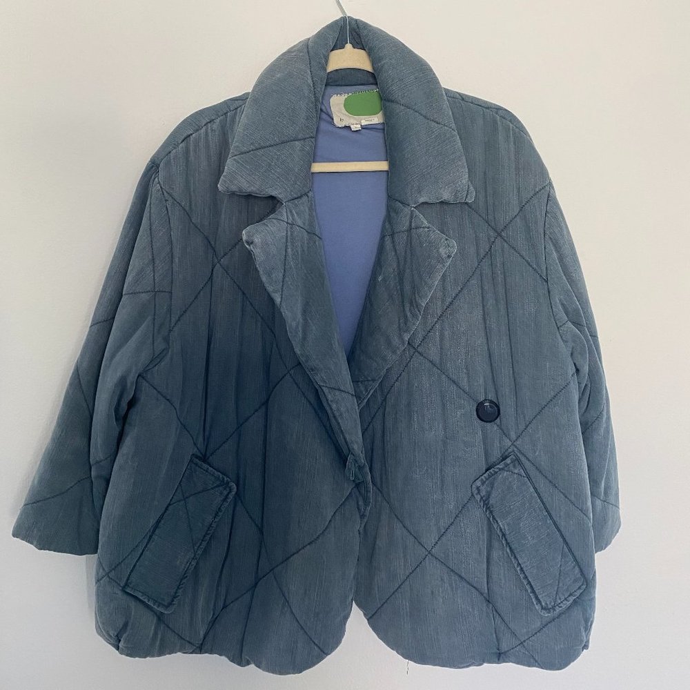 Anthropologie Chambray Quilted Cropped Puffer